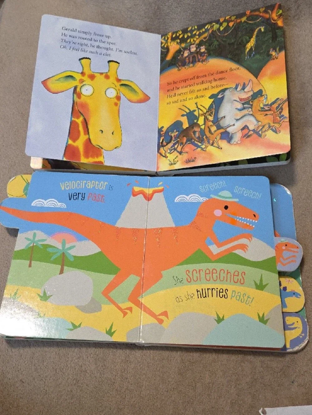 Giraffes Can't Dance & Who Goes Roar? Board Book Set - Blue & Red
